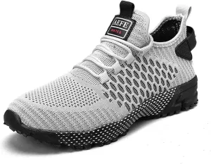 Ephirebra Men's Knitted Mesh Flat Sneakers Slip-On Lace Up Causal Low Top Walking Shoes Outdoor Trainer Comfortable Non-Slip Sport Shoes