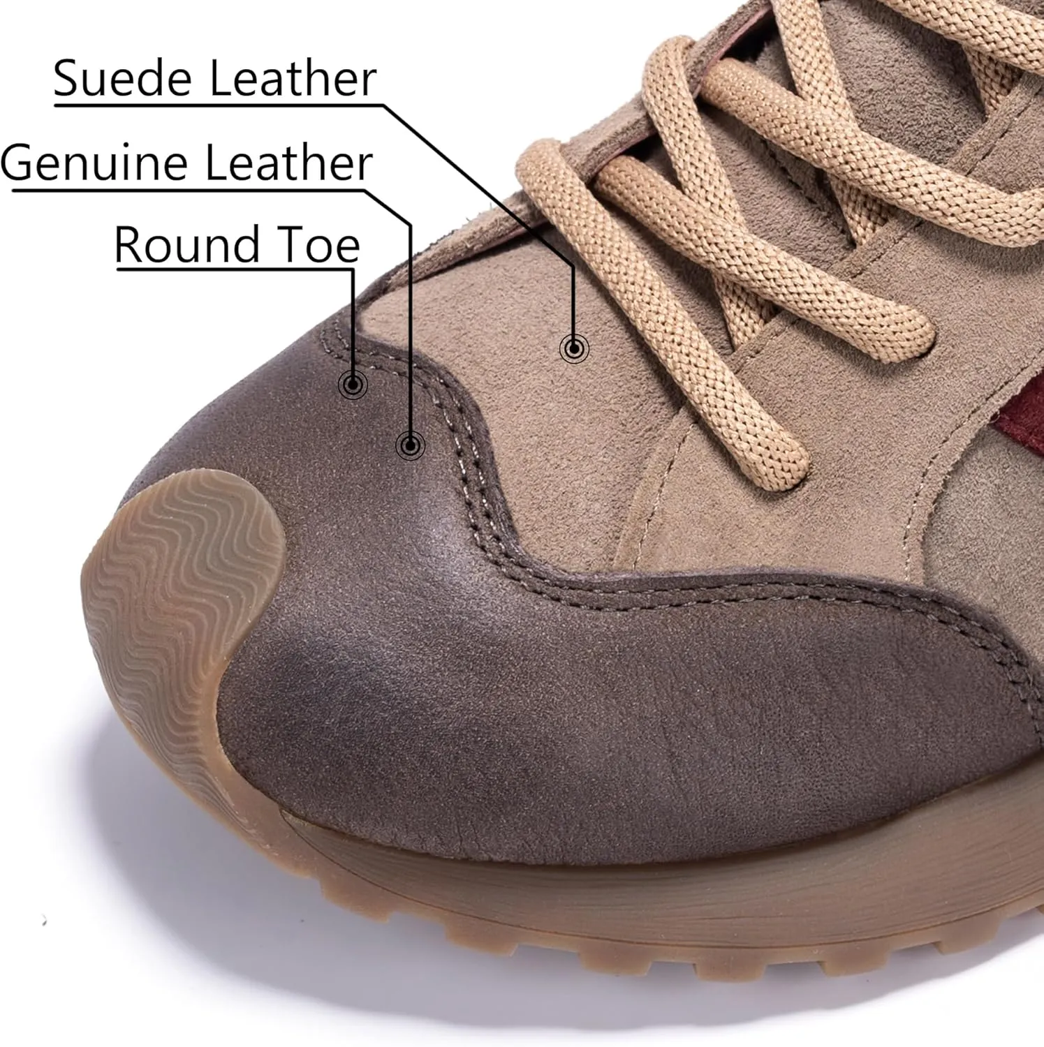 Fashion Sneakers for Women, Lace Up Walking Shoes Genuine Leather Patchwork, High Top Oxford Rubber Comfortable Durable Non-Slip Men Unisex