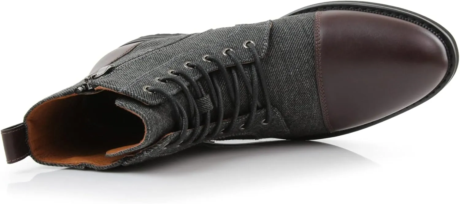 Ferro Aldo Reid MFA808561B Mens Casual Cap Toe Boot Motorcycle Zipper Boots Men