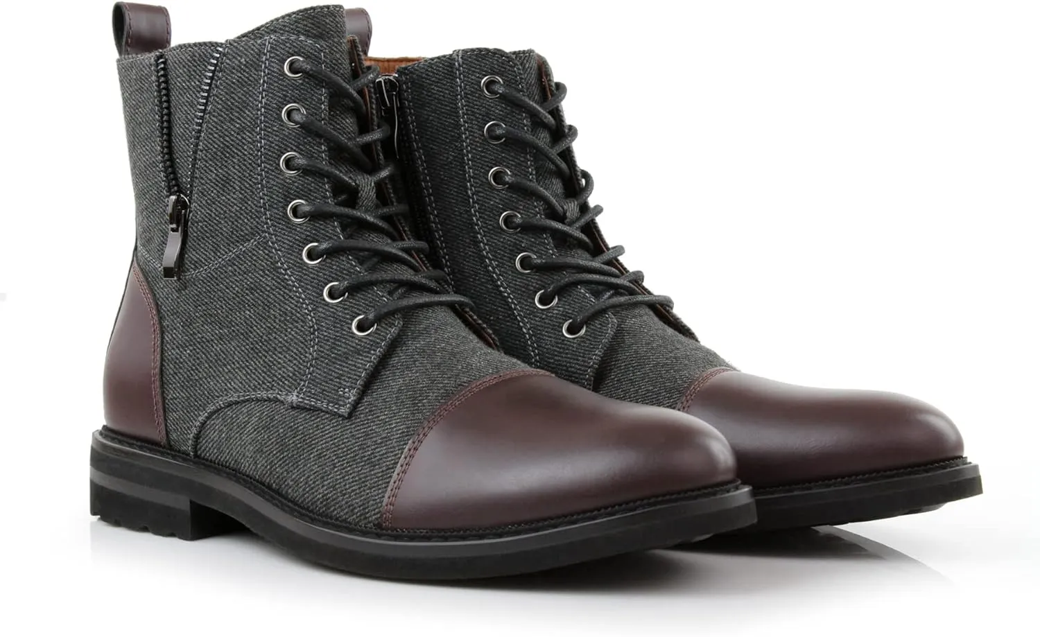 Ferro Aldo Reid MFA808561B Mens Casual Cap Toe Boot Motorcycle Zipper Boots Men