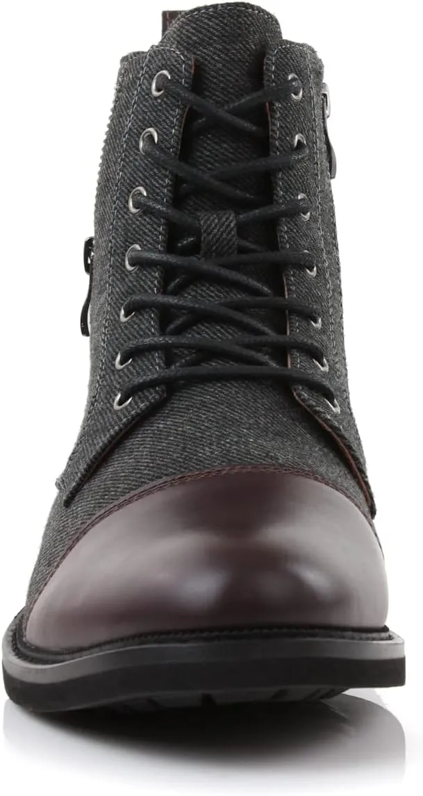 Ferro Aldo Reid MFA808561B Mens Casual Cap Toe Boot Motorcycle Zipper Boots Men