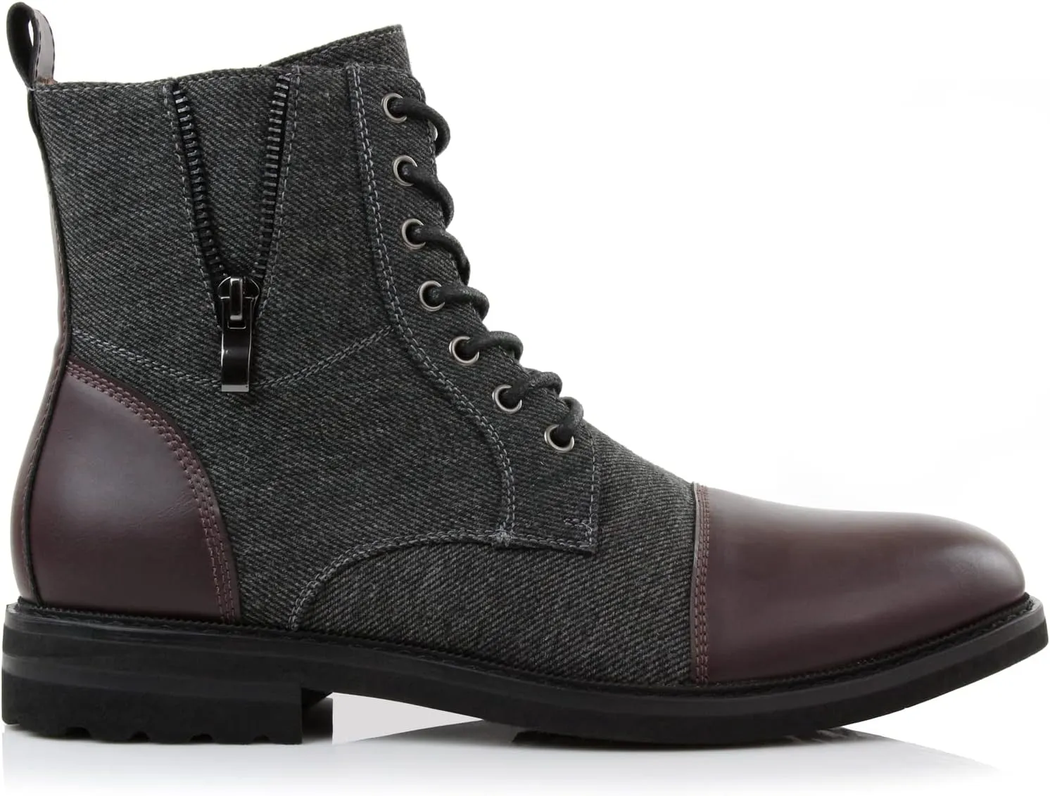 Ferro Aldo Reid MFA808561B Mens Casual Cap Toe Boot Motorcycle Zipper Boots Men