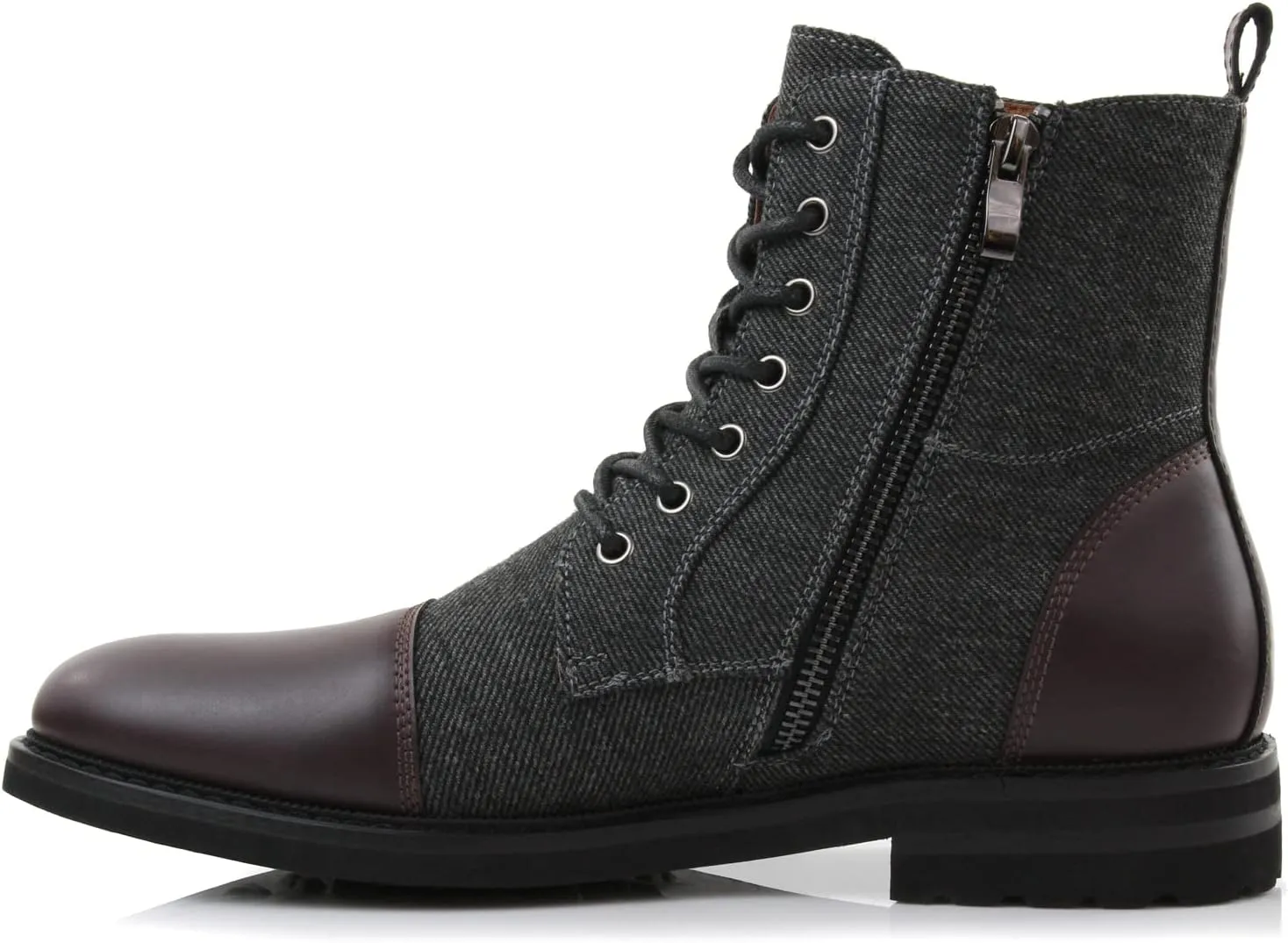 Ferro Aldo Reid MFA808561B Mens Casual Cap Toe Boot Motorcycle Zipper Boots Men