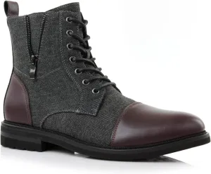 Ferro Aldo Reid MFA808561B Mens Casual Cap Toe Boot Motorcycle Zipper Boots Men