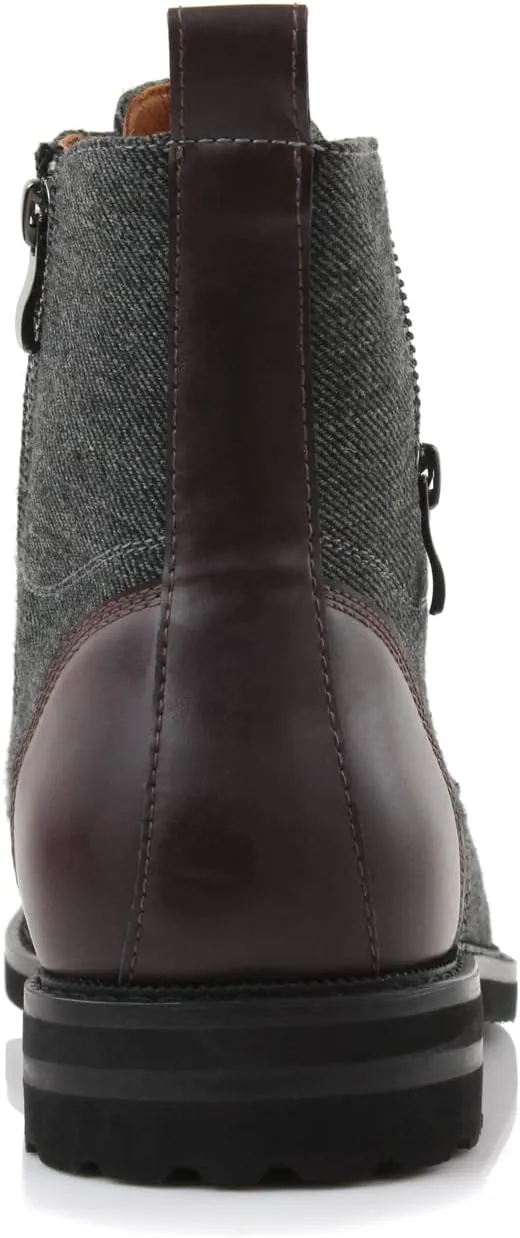 Ferro Aldo Reid MFA808561B Mens Casual Cap Toe Boot Motorcycle Zipper Boots Men