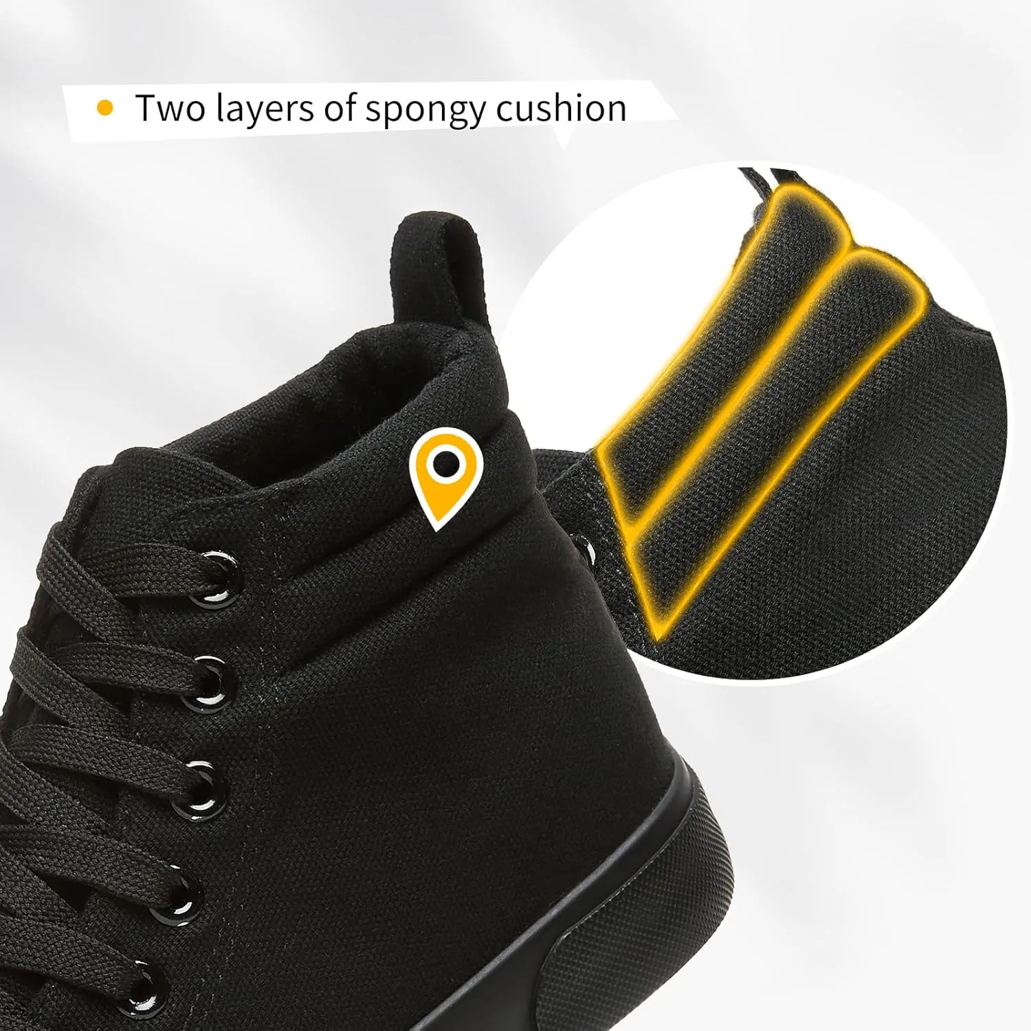 FINIWOR Womens High top Sneakers Canvas Shoes Lace up Black Sneakers Casual Shoes for Women