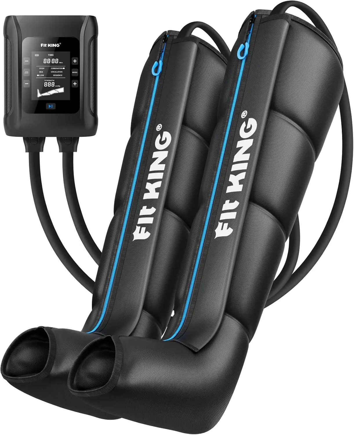 FIT KING Professional Air Compression Recovery System, Cordless Rechargeable Full Leg Massager Recovery Boots, Compression Device for Fast Recovery & Blood Circulation, FSA HSA Approved (Small)