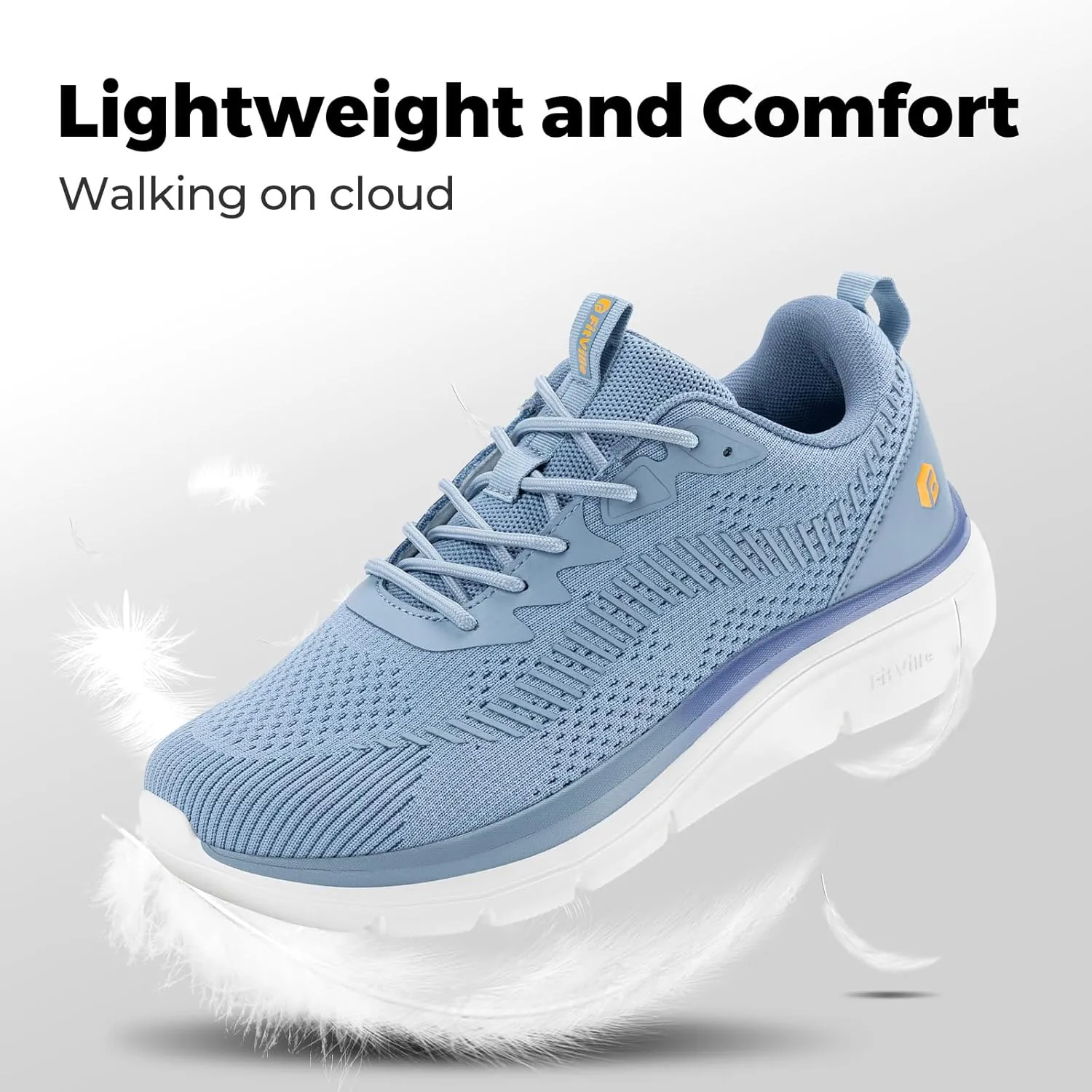 FitVille Men's Walking Shoes Wide Width, Comfortable Orthopedic Sneakers Lightweight Tennis Shoes Gym Workout Sneakers for Plantar Fasciitis - Cloud Wanderer V20