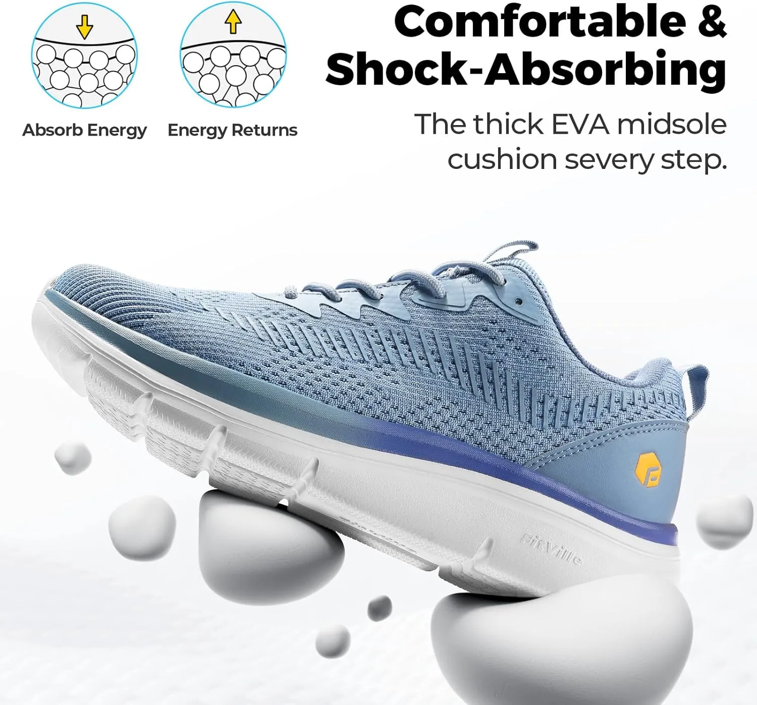 FitVille Men's Walking Shoes Wide Width, Comfortable Orthopedic Sneakers Lightweight Tennis Shoes Gym Workout Sneakers for Plantar Fasciitis - Cloud Wanderer V20