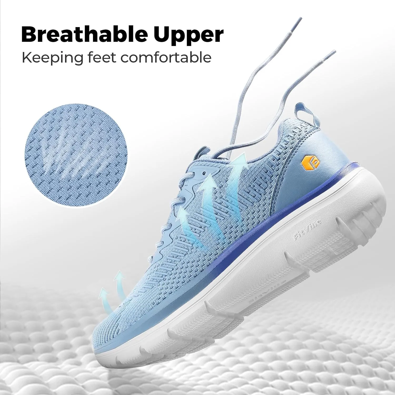 FitVille Men's Walking Shoes Wide Width, Comfortable Orthopedic Sneakers Lightweight Tennis Shoes Gym Workout Sneakers for Plantar Fasciitis - Cloud Wanderer V20