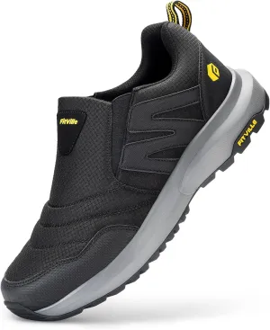 FitVille Men's Wide Trails Hiking Shoes for Men, Slip on Walking Shoes Trekking Hiking Sneakers with Arch Support