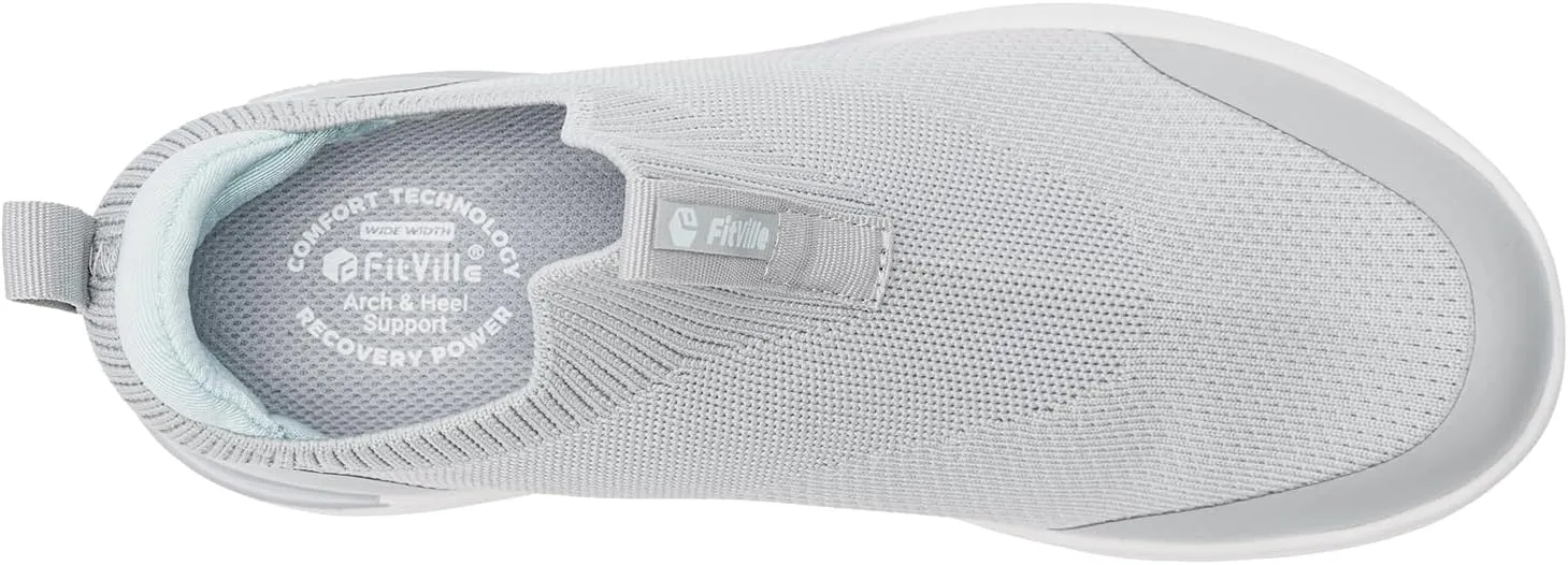 FitVille Women's Extra Wide Slip on Shoes, Wide Walking Shoes Arch Support Casual Sneakers Comfortable Orthopedic Shoe for Plantar Fasciitis Neuropathy