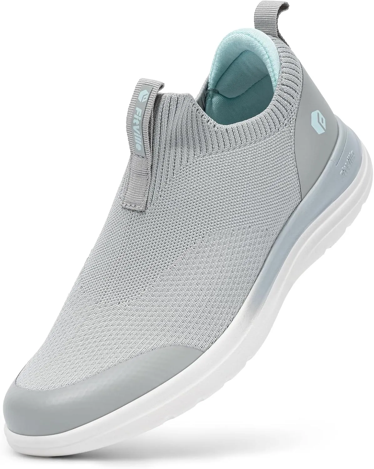 FitVille Women's Extra Wide Slip on Shoes, Wide Walking Shoes Arch Support Casual Sneakers Comfortable Orthopedic Shoe for Plantar Fasciitis Neuropathy