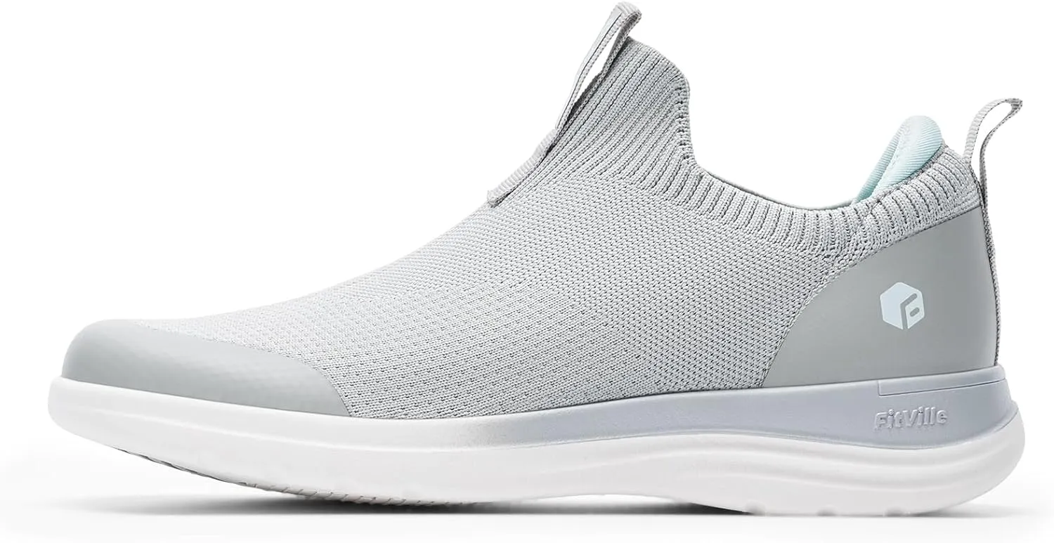 FitVille Women's Extra Wide Slip on Shoes, Wide Walking Shoes Arch Support Casual Sneakers Comfortable Orthopedic Shoe for Plantar Fasciitis Neuropathy