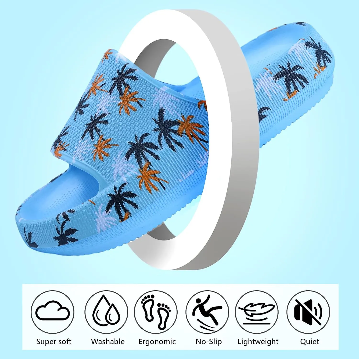 FJWYSANGU Kids Cloud Slides丨Boys Girls Bathroom Shower Sandals丨Open Toe Thick Sole Slip on Slippers丨Summer Non-slip Beach Pool Shoes