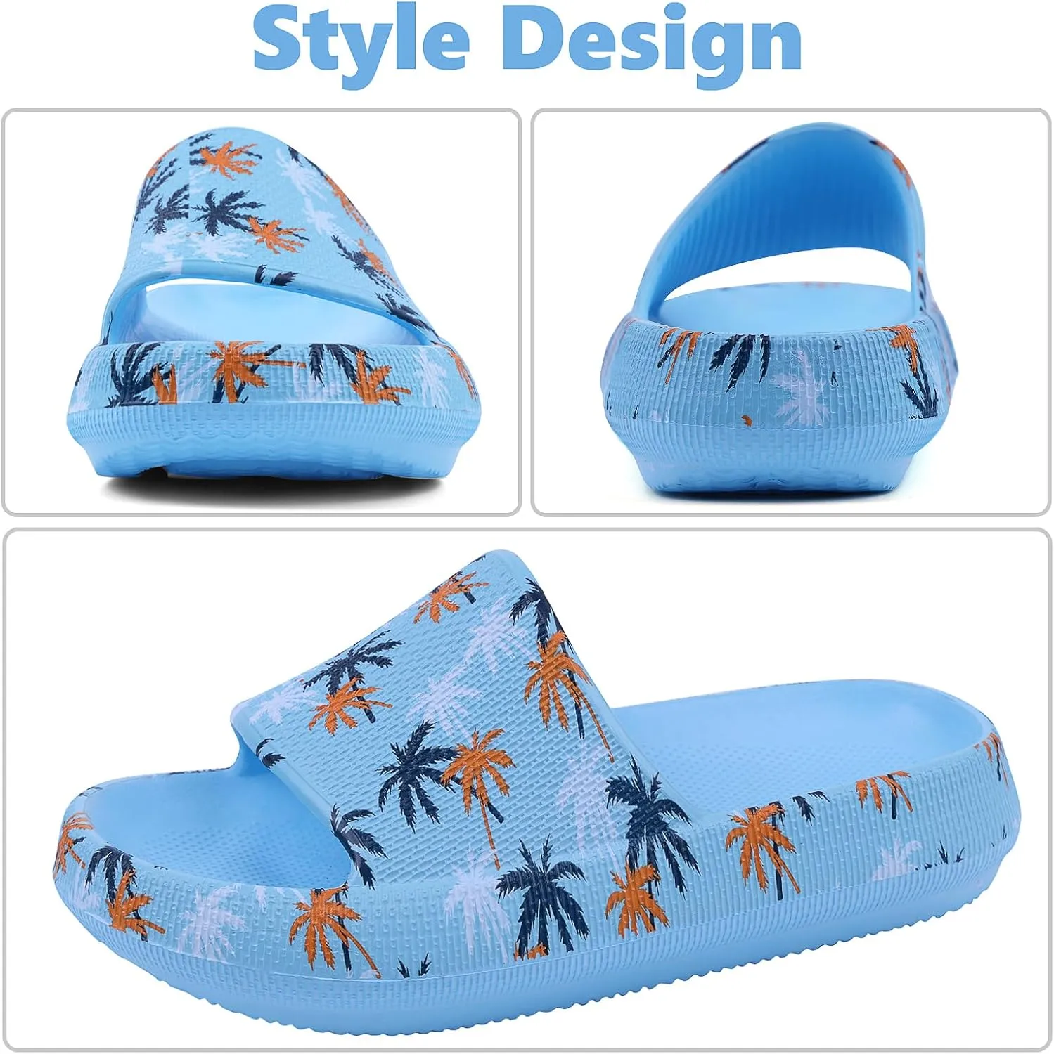 FJWYSANGU Kids Cloud Slides丨Boys Girls Bathroom Shower Sandals丨Open Toe Thick Sole Slip on Slippers丨Summer Non-slip Beach Pool Shoes