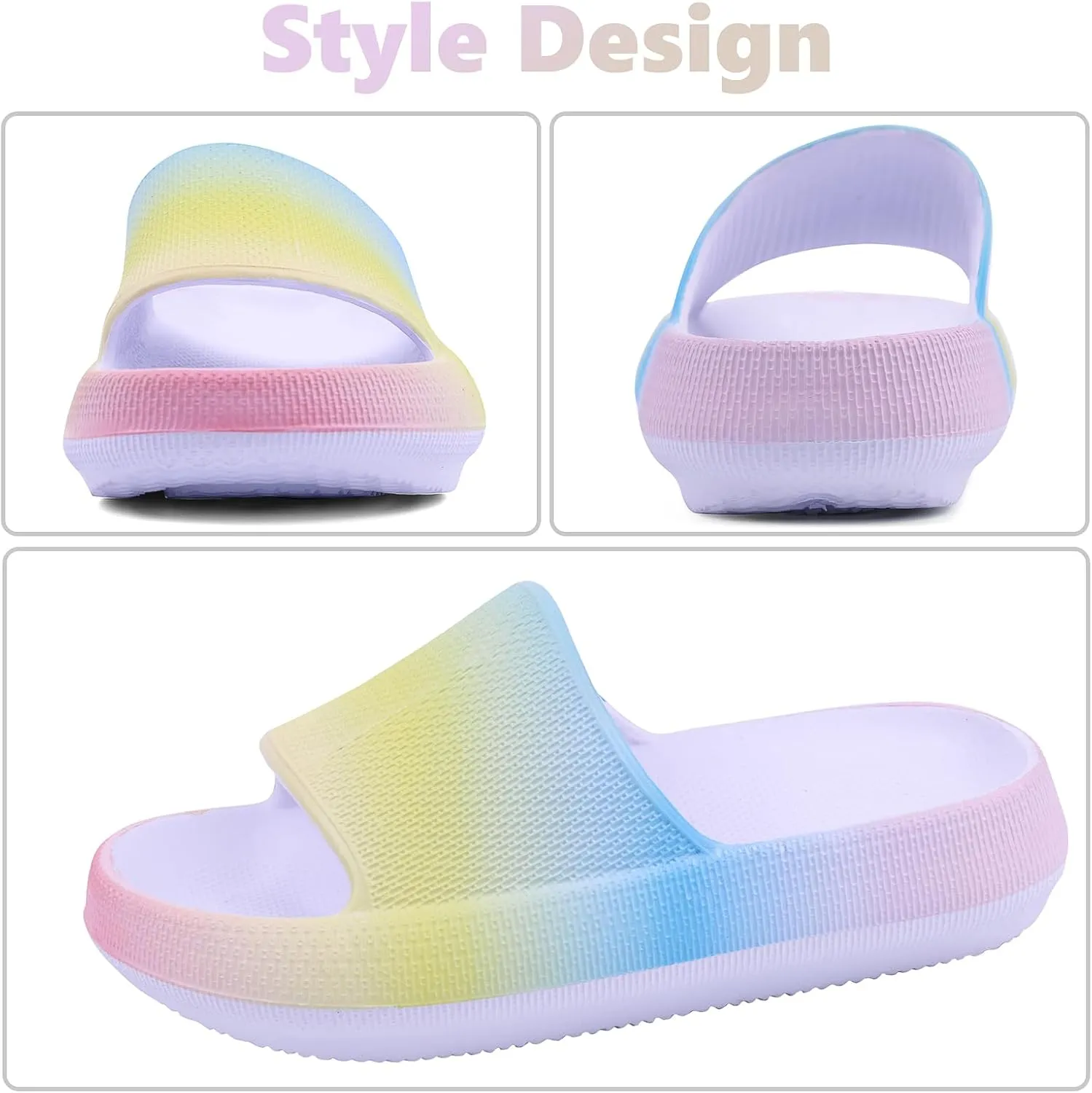 FJWYSANGU Kids Cloud Slides丨Boys Girls Bathroom Shower Sandals丨Open Toe Thick Sole Slip on Slippers丨Summer Non-slip Beach Pool Shoes