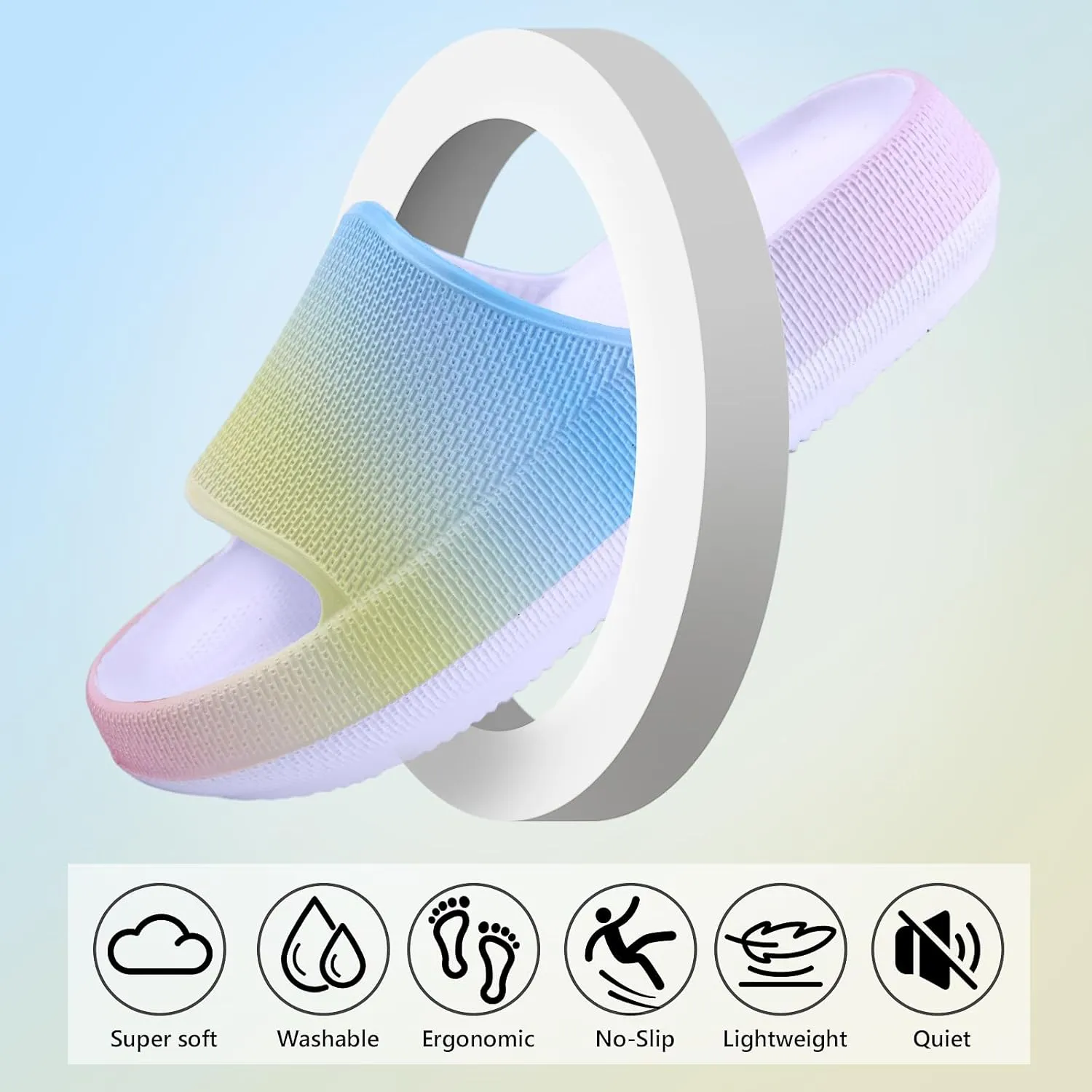 FJWYSANGU Kids Cloud Slides丨Boys Girls Bathroom Shower Sandals丨Open Toe Thick Sole Slip on Slippers丨Summer Non-slip Beach Pool Shoes