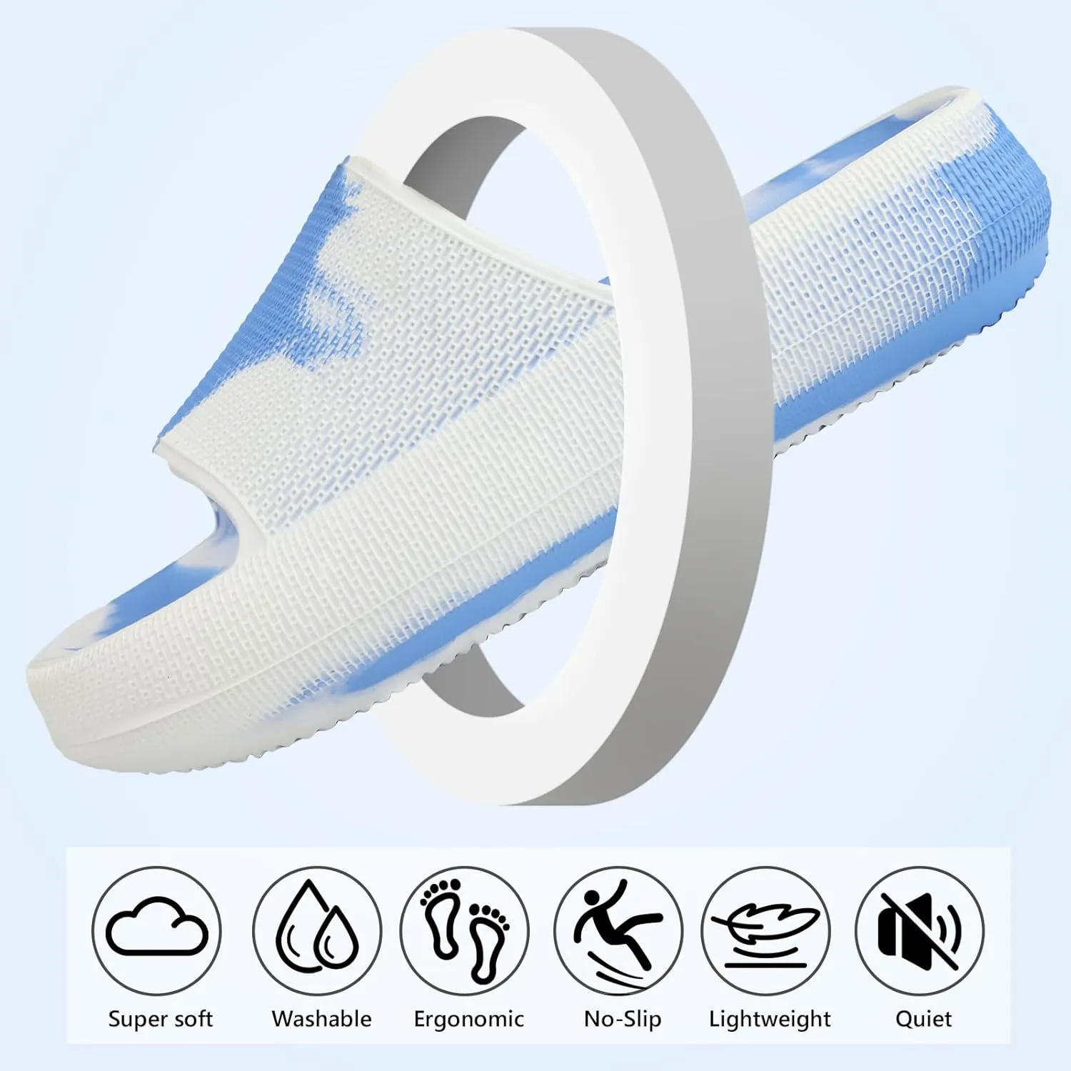 FJWYSANGU Kids Cloud Slides丨Boys Girls Bathroom Shower Sandals丨Open Toe Thick Sole Slip on Slippers丨Summer Non-slip Beach Pool Shoes
