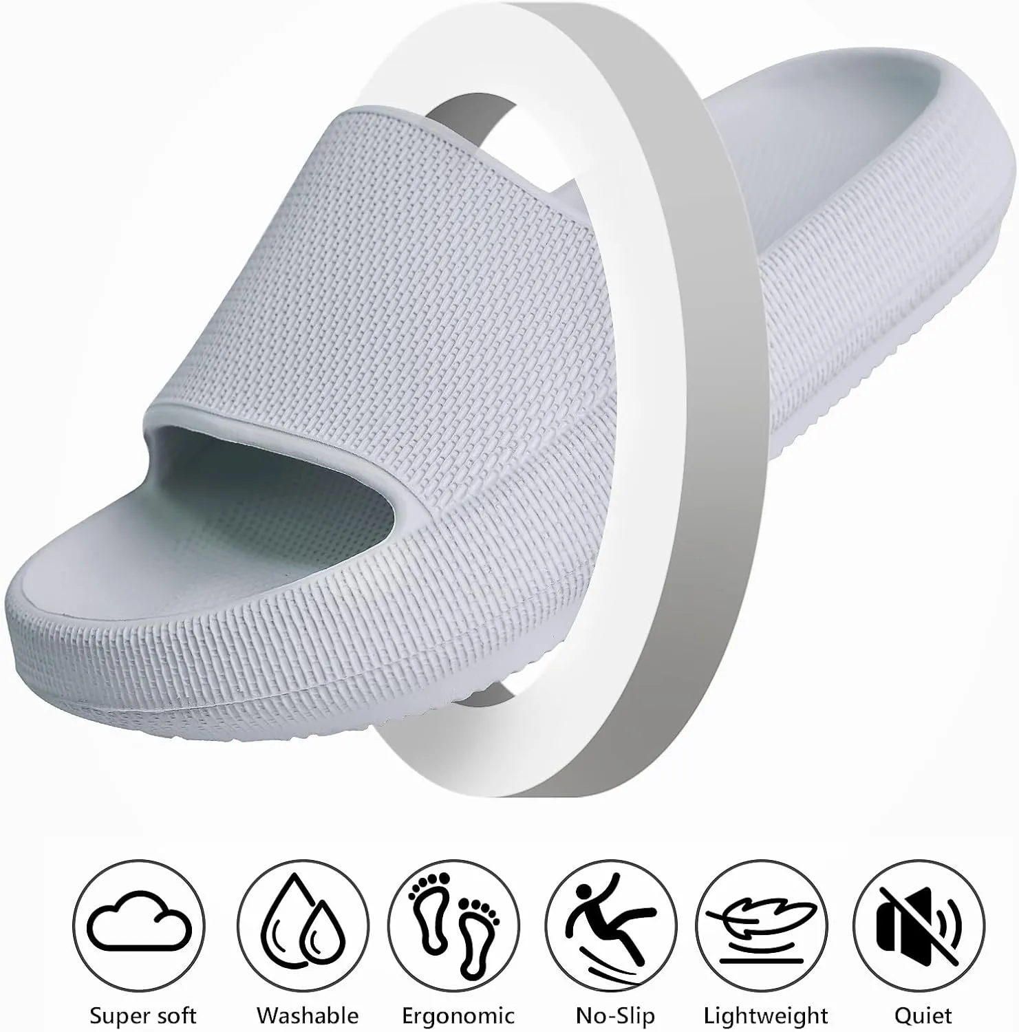FJWYSANGU Kids Cloud Slides丨Boys Girls Bathroom Shower Sandals丨Open Toe Thick Sole Slip on Slippers丨Summer Non-slip Beach Pool Shoes