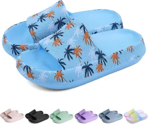 FJWYSANGU Kids Cloud Slides丨Boys Girls Bathroom Shower Sandals丨Open Toe Thick Sole Slip on Slippers丨Summer Non-slip Beach Pool Shoes