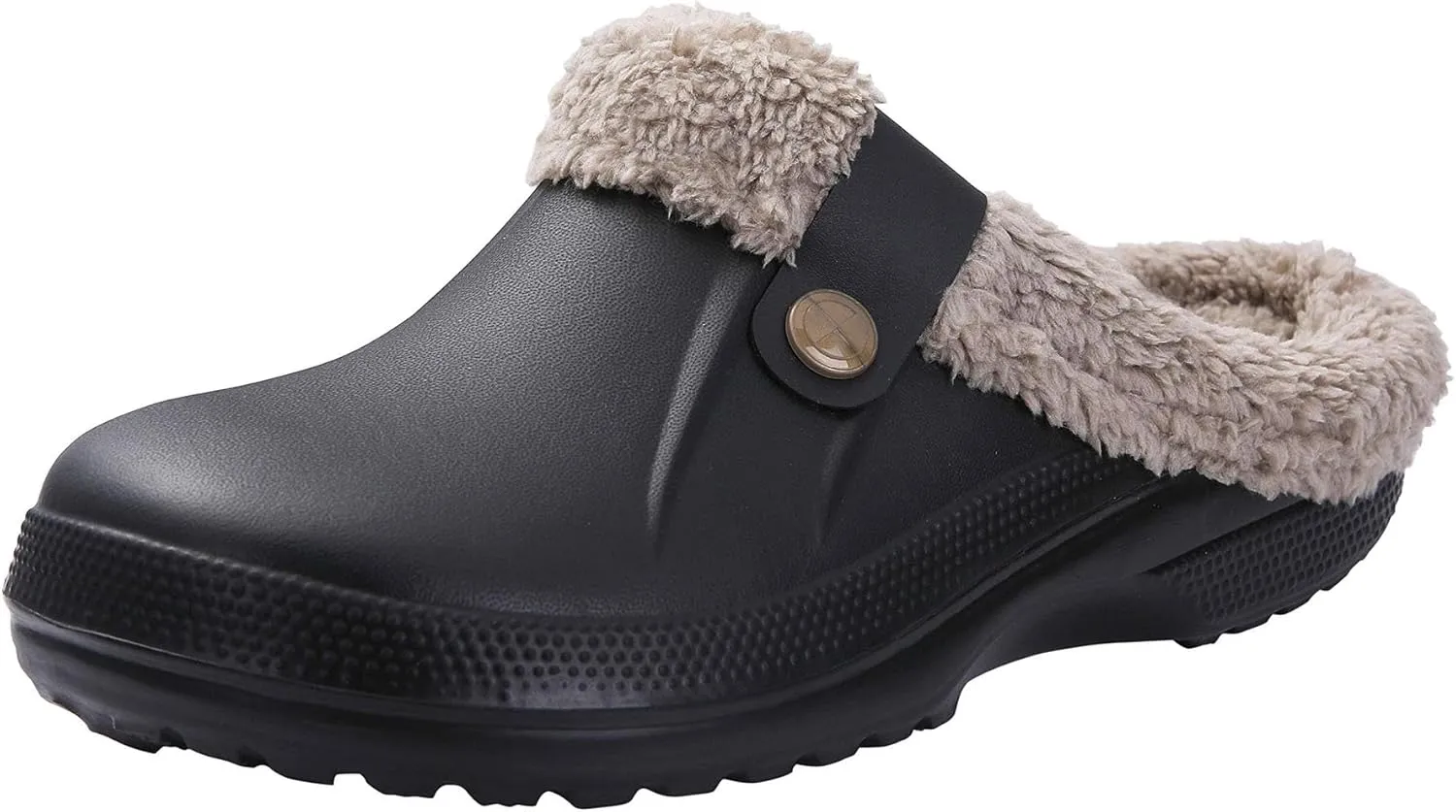 Fleece Lined Clogs Fur Fuzzy Fluffy Waterproof Slippers Women Men Winter Garden Shoes Warm House Slippers Indoor Outdoor Mules