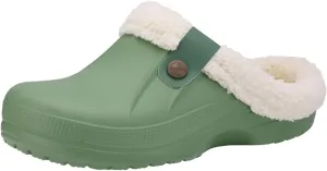 Fleece Lined Clogs Fur Fuzzy Fluffy Waterproof Slippers Women Men Winter Garden Shoes Warm House Slippers Indoor Outdoor Mules