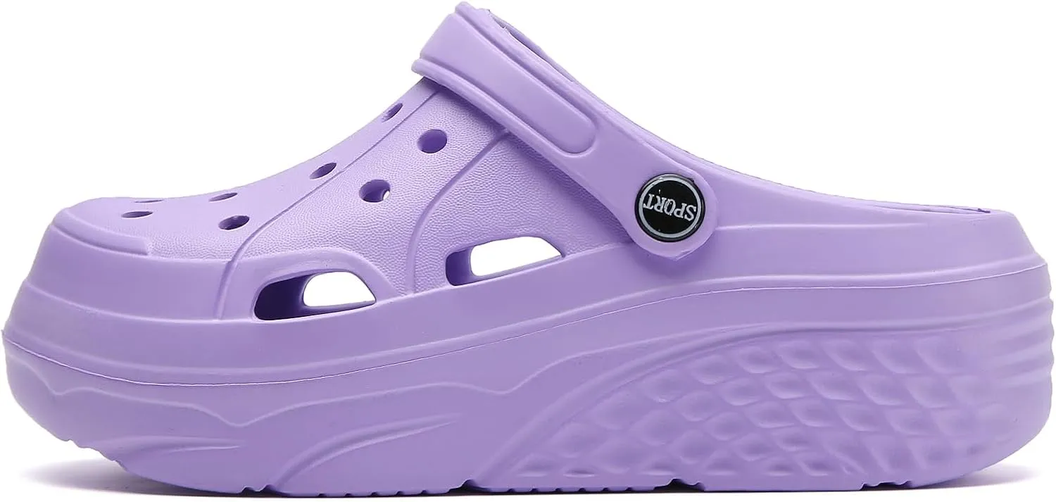 FLIOZY Women's Gardener Platform Clogs Slippers Hight Heels Mules Clog Wedge Sandals Outdoor Beach Shoes