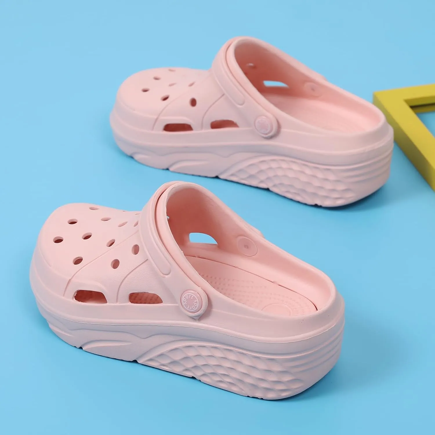 FLIOZY Women's Gardener Platform Clogs Slippers Hight Heels Mules Clog Wedge Sandals Outdoor Beach Shoes