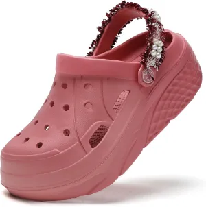 FLIOZY Women's Gardener Platform Clogs Slippers Hight Heels Mules Clog Wedge Sandals Outdoor Beach Shoes
