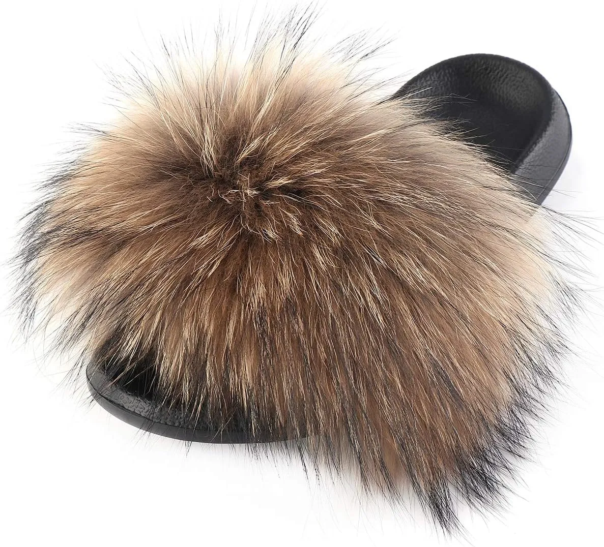 FOLOBE Women Fuzzy Slides Fur Feather Sandals Fur Slips Fur Slippers Fluffy Slides Outdoor House Slides Shoes Fuzzy Slippers Fluffy Sandals slip on fur slippers