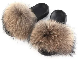 FOLOBE Women Fuzzy Slides Fur Feather Sandals Fur Slips Fur Slippers Fluffy Slides Outdoor House Slides Shoes Fuzzy Slippers Fluffy Sandals slip on fur slippers