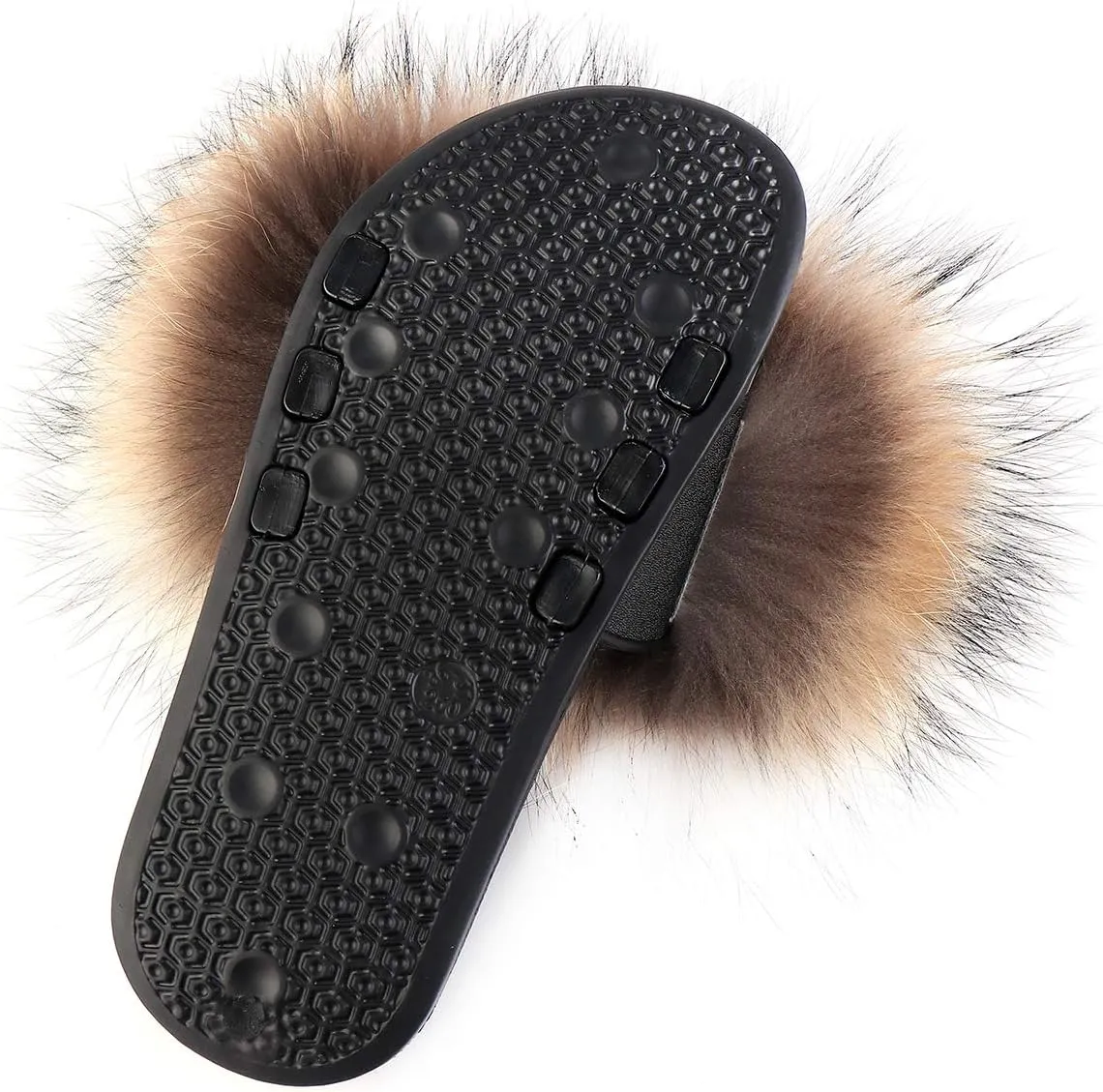 FOLOBE Women Fuzzy Slides Fur Feather Sandals Fur Slips Fur Slippers Fluffy Slides Outdoor House Slides Shoes Fuzzy Slippers Fluffy Sandals slip on fur slippers