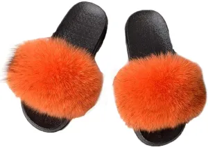 FOLOBE Women Fuzzy Slides Fur Feather Sandals Fur Slips Fur Slippers Fluffy Slides Outdoor House Slides Shoes Fuzzy Slippers Fluffy Sandals slip on fur slippers