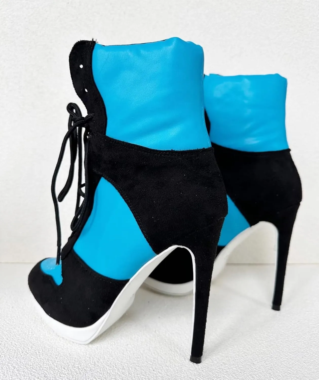 Frankie Hsu Stiletto Sport Basketball High Heeled Ankle Boots, Black Suede Classic White Sneaker Bootie, Big Size Fashion Designer Shoes For Women Men
