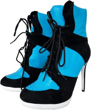 Frankie Hsu Stiletto Sport Basketball High Heeled Ankle Boots, Black Suede Classic White Sneaker Bootie, Big Size Fashion Designer Shoes For Women Men