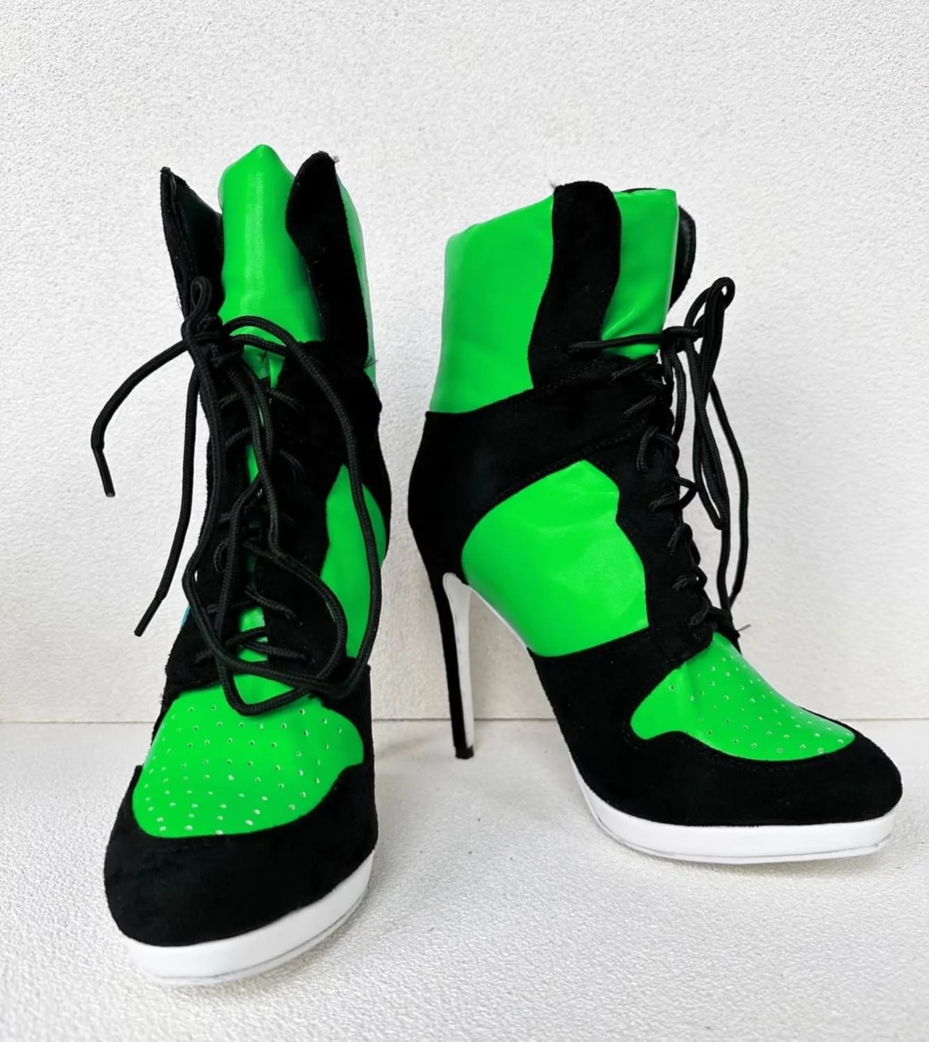 Frankie Hsu Stiletto Sport Basketball High Heeled Ankle Boots, Black Suede Classic White Sneaker Bootie, Big Size Fashion Designer Shoes For Women Men