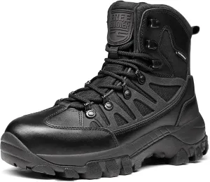 FREE SOLDIER Men's Waterproof Tactical Hiking Boots Military Work Boots Combat Boots(Black 7)