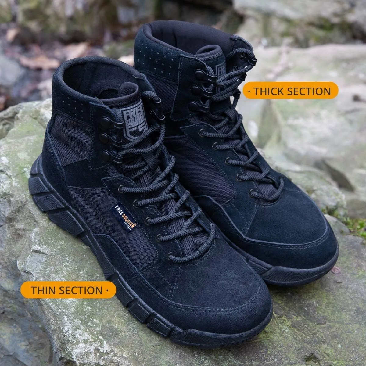 FREE SOLDIER Waterproof Hiking Work Boots Men's Tactical Boots 6 Inches Lightweight Military Boots Breathable Desert Boots