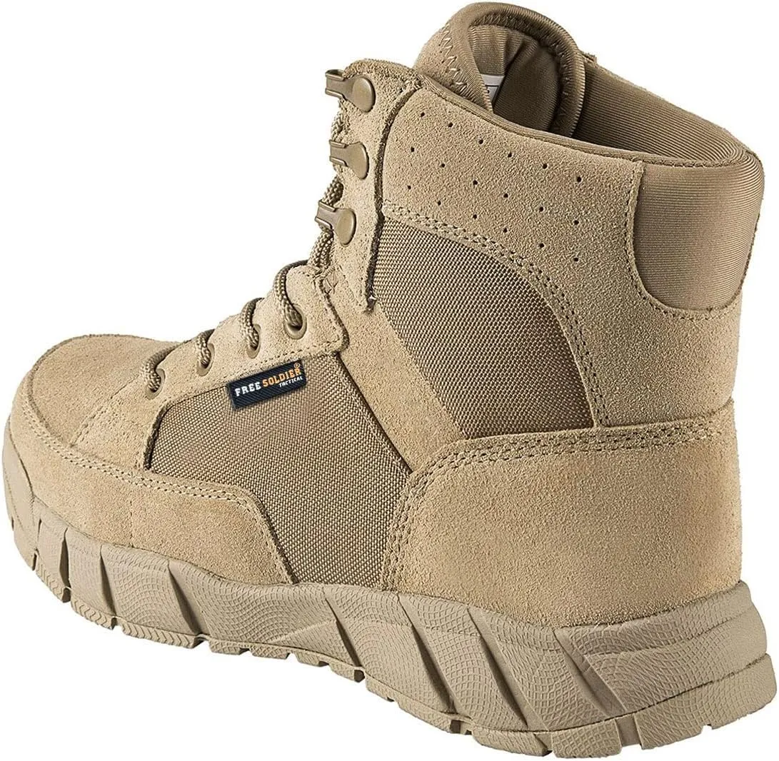 FREE SOLDIER Waterproof Hiking Work Boots Men's Tactical Boots 6 Inches Lightweight Military Boots Breathable Desert Boots
