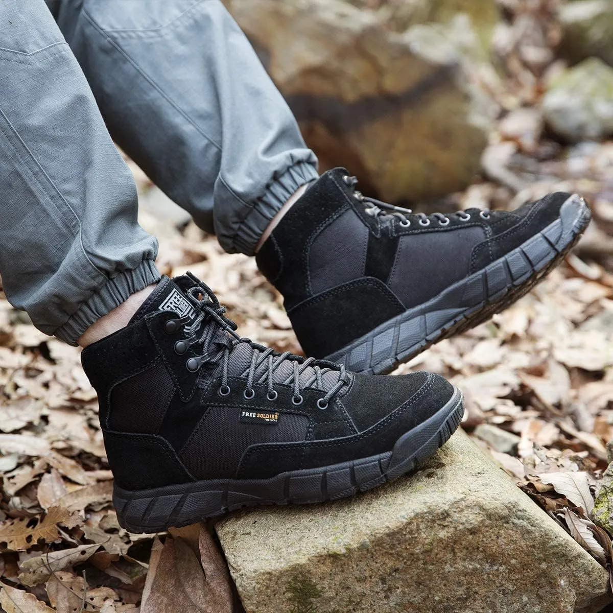 FREE SOLDIER Waterproof Hiking Work Boots Men's Tactical Boots 6 Inches Lightweight Military Boots Breathable Desert Boots
