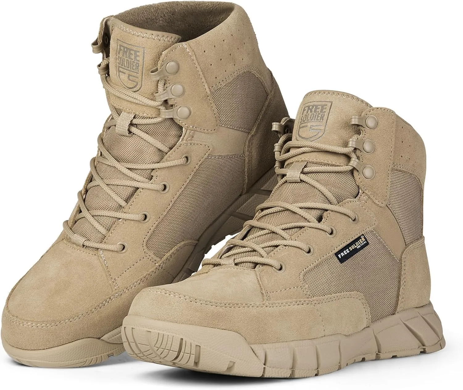 FREE SOLDIER Waterproof Hiking Work Boots Men's Tactical Boots 6 Inches Lightweight Military Boots Breathable Desert Boots