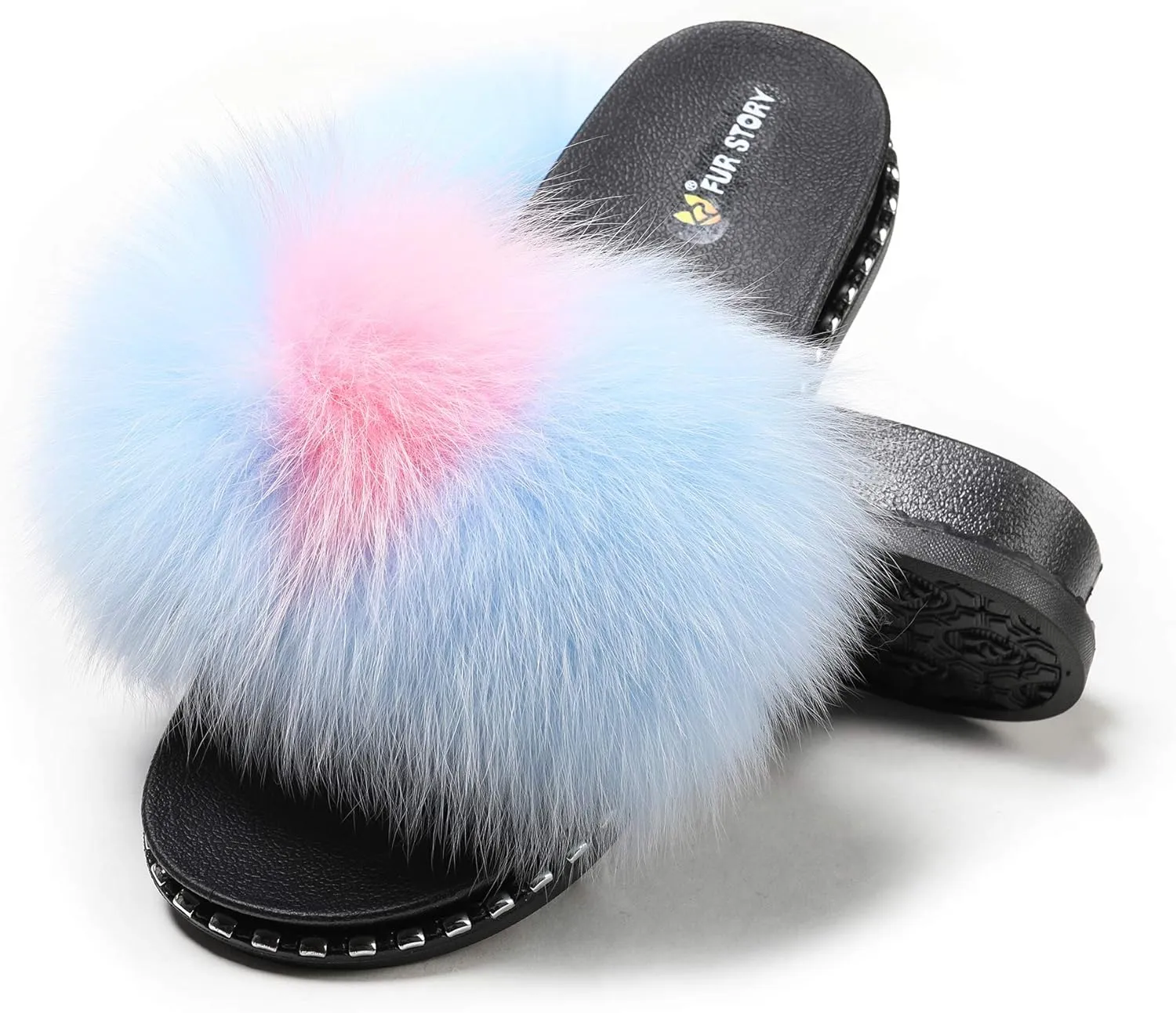 Fur Slippers Furry Fuzzy Slides Platform Sandals Open Toe Fluffy Slides Feather Sandals Fur Slip On Shoes for Women