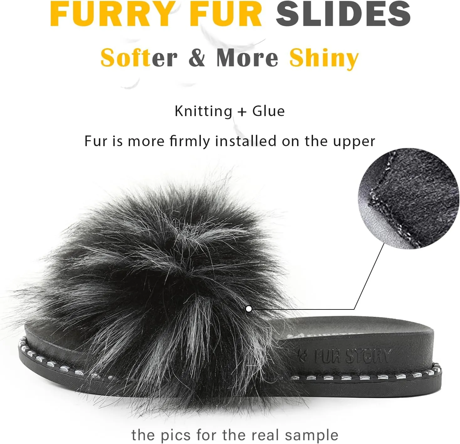 Fur Slippers Furry Fuzzy Slides Platform Sandals Open Toe Fluffy Slides Feather Sandals Fur Slip On Shoes for Women