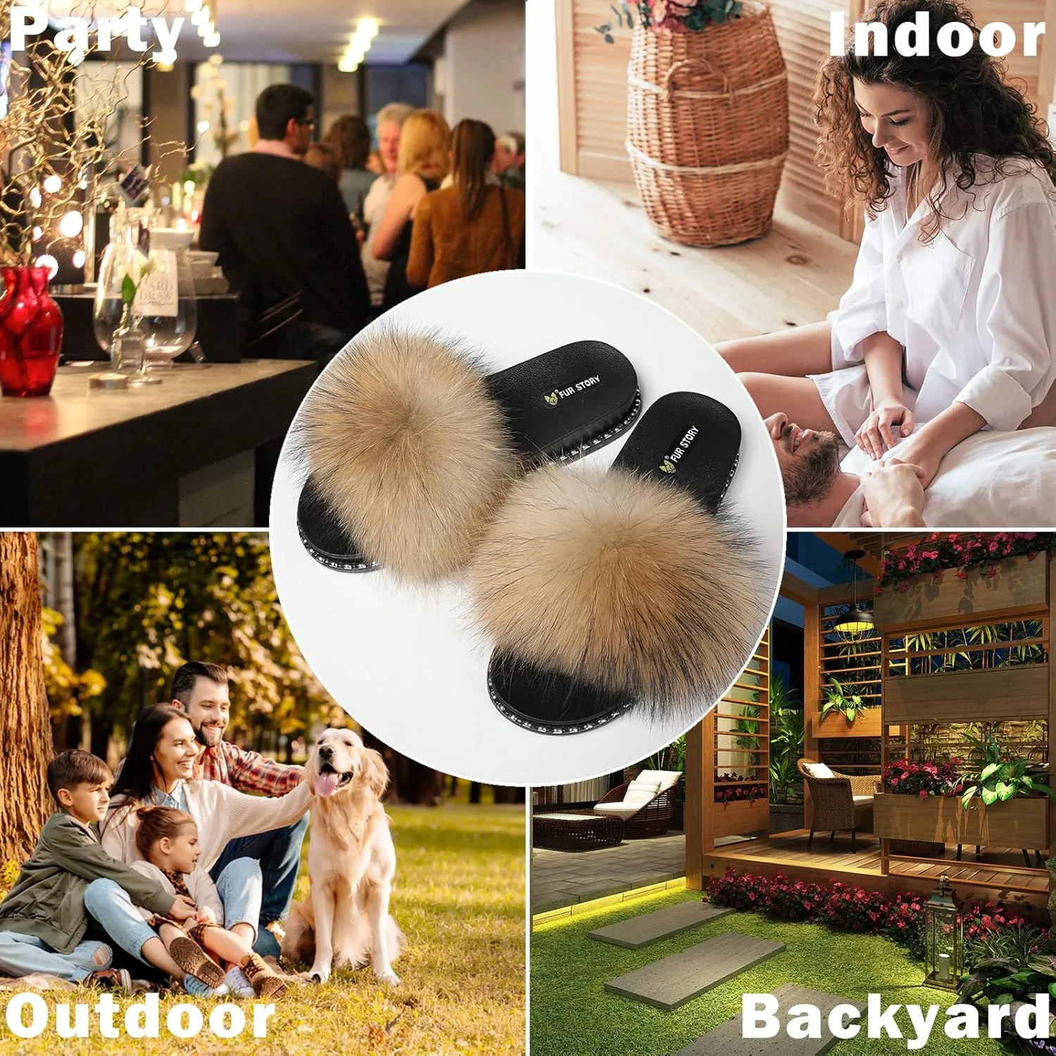 Fur Slippers Furry Fuzzy Slides Platform Sandals Open Toe Fluffy Slides Feather Sandals Fur Slip On Shoes for Women