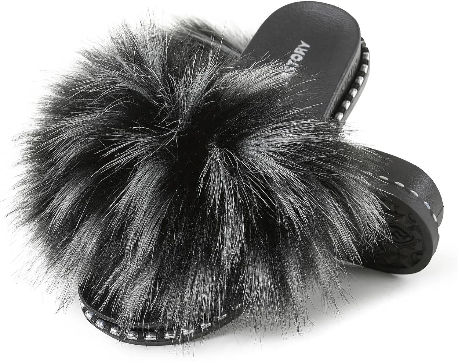 Fur Slippers Furry Fuzzy Slides Platform Sandals Open Toe Fluffy Slides Feather Sandals Fur Slip On Shoes for Women