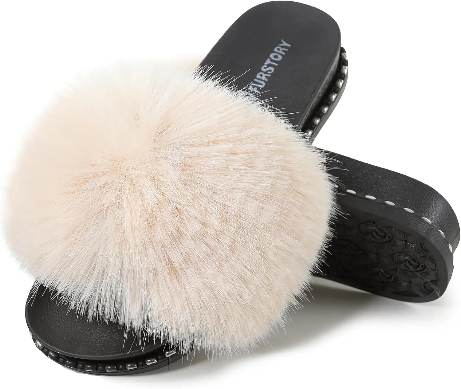 Fur Slippers Furry Fuzzy Slides Platform Sandals Open Toe Fluffy Slides Feather Sandals Fur Slip On Shoes for Women
