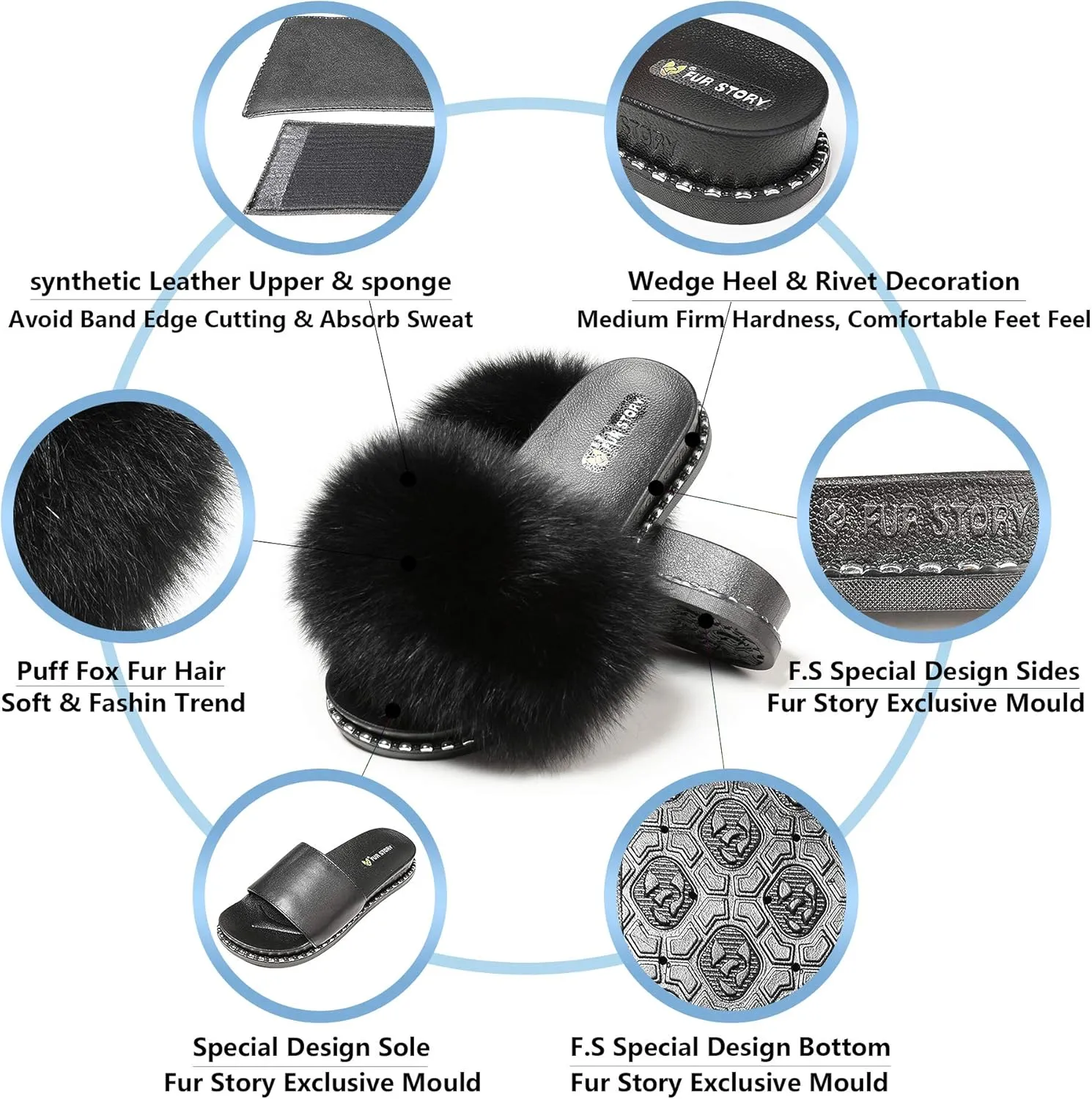 Fur Slippers Furry Fuzzy Slides Platform Sandals Open Toe Fluffy Slides Feather Sandals Fur Slip On Shoes for Women