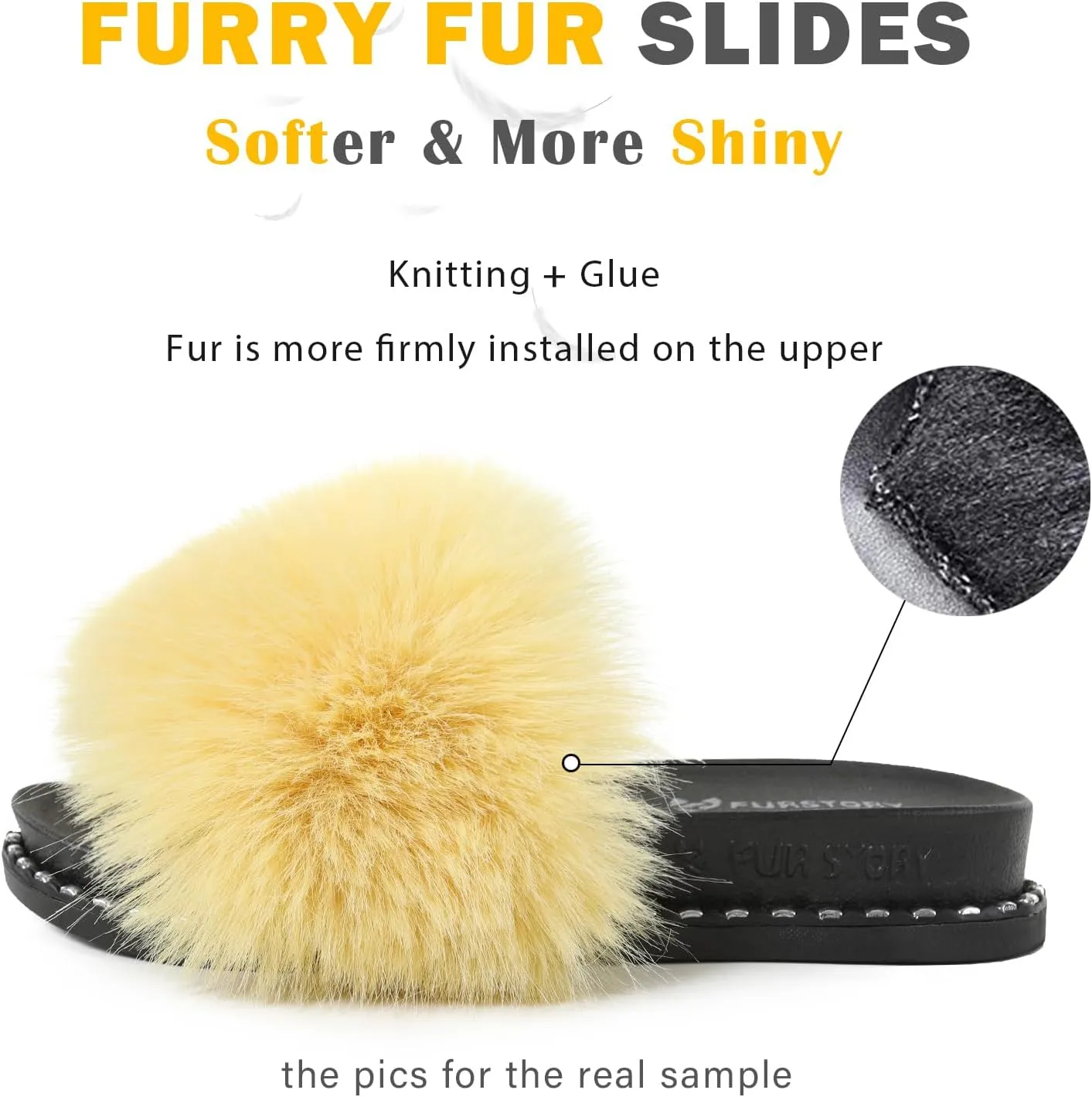 Fur Slippers Furry Fuzzy Slides Platform Sandals Open Toe Fluffy Slides Feather Sandals Fur Slip On Shoes for Women