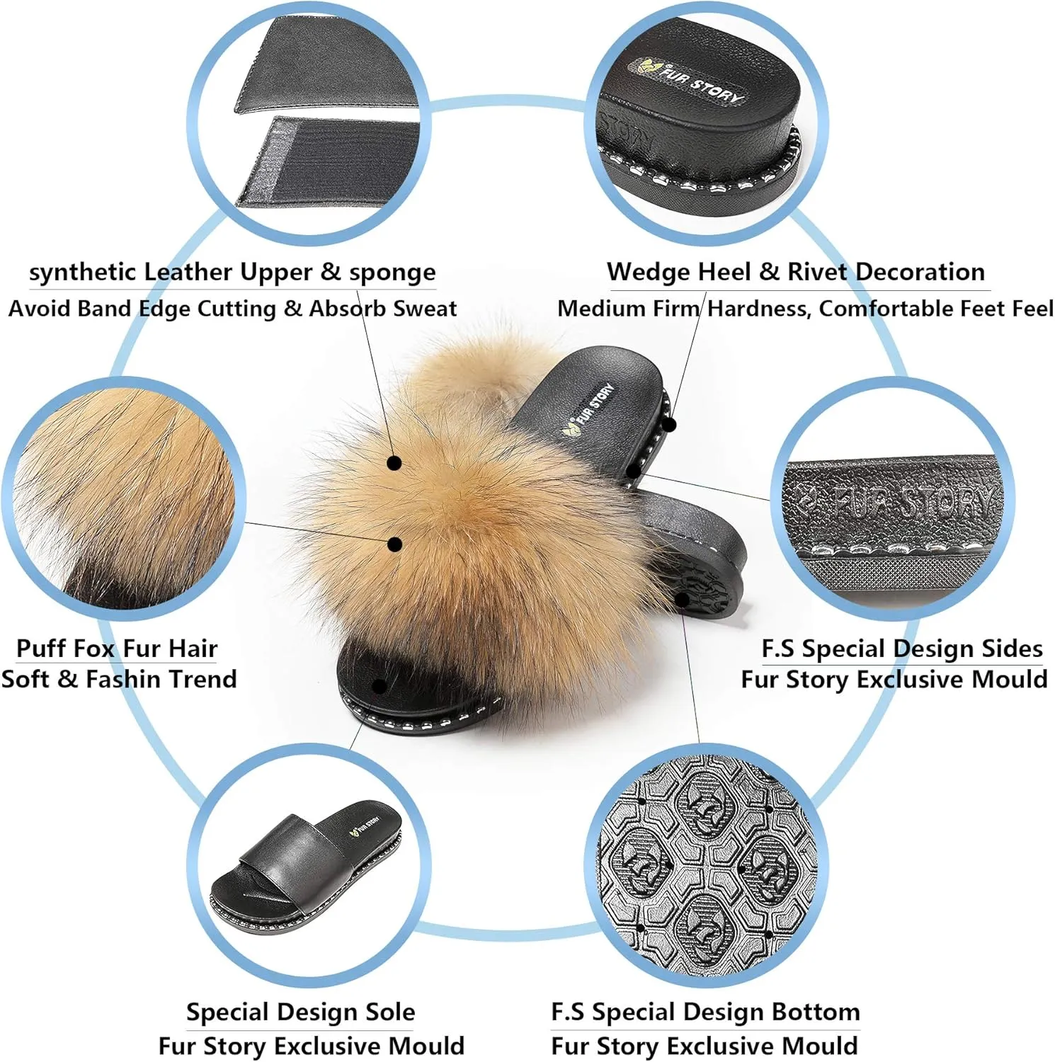 Fur Slippers Furry Fuzzy Slides Platform Sandals Open Toe Fluffy Slides Feather Sandals Fur Slip On Shoes for Women